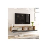 Mueble de TV de Pared moderno Antracita y Roble