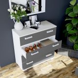 Comoda 4 Cajones, Color Blanco y Grafito, Medidas: 89 cm (Largo) x 89,6 cm (Alto) x 39,6 cm de (Fondo) Meyvaser