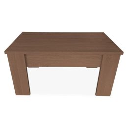 Mesa de Centro Elevable, Mesita de Salón, Acabado en Color nogal, Medidas: 90 cm (Ancho) x 50 cm (Fondo) x 46-57 cm (Alto)