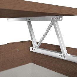 Mesa de Centro Elevable, Mesita de Salón, Acabado en Color nogal, Medidas: 90 cm (Ancho) x 50 cm (Fondo) x 46-57 cm (Alto)
