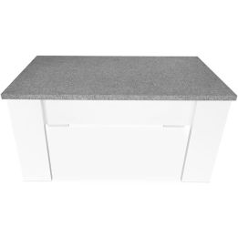 Mesa de Centro Elevable, Medidas: 90 cm x 50 cm x 46-57 cm, Acabado en Color Madera Blanca con Tapa Gris Piedra