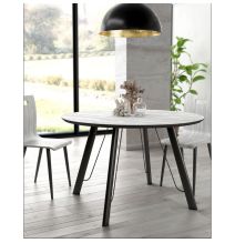 Mesa de Comedor Fija Redonda | Imitación Mármol con Pata Metálica | Diámetro 120 cm x Alto 75 cm