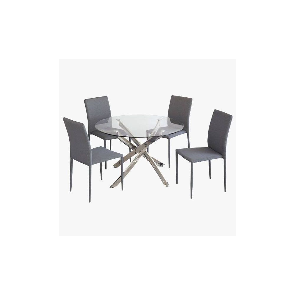 Mesa Redonda con Tapa de Cristal y Estructura Metálica Pata Cromada | Medidas: 110 x 73 cm
