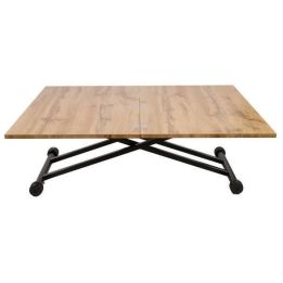 Mesa de Centro Elevable y Tapa Extensible - Fabricada en MDF - Cerrada 100x57 cm, Abierta 100x114 cm, Altura de 39 a 77 cm