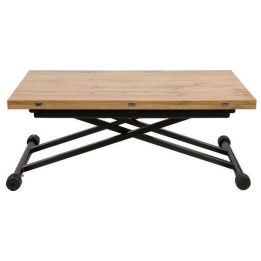 Mesa de Centro Elevable y Tapa Extensible - Fabricada en MDF - Cerrada 100x57 cm, Abierta 100x114 cm, Altura de 39 a 77 cm