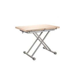 Mesa de Centro Elevable y Tapa Extensible -Color Roble Sonoma -Cerrada 100x57 cm, Abierta 100x114 cm, Altura de 39 a 77 cm