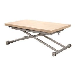 Mesa de Centro Elevable y Tapa Extensible -Color Roble Sonoma -Cerrada 100x57 cm, Abierta 100x114 cm, Altura de 39 a 77 cm