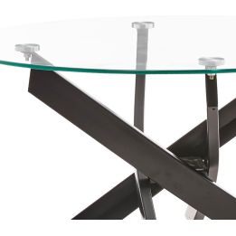 Mesa de Centro Redonda con Tapa de Cristal 8 mm y Patas Metálicas en Acabado Negro -Medidas 80x40 cm