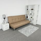 Sofá Cama 3 Plazas de Diseño Moderno, Estructura de Madera, Tapizado Color Piedra, 188x88x88 cm