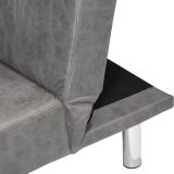 Sofá Cama 3 Plazas de Diseño Moderno, Estructura de Madera, Tapizado Color Cemento, 188x88x88 cm