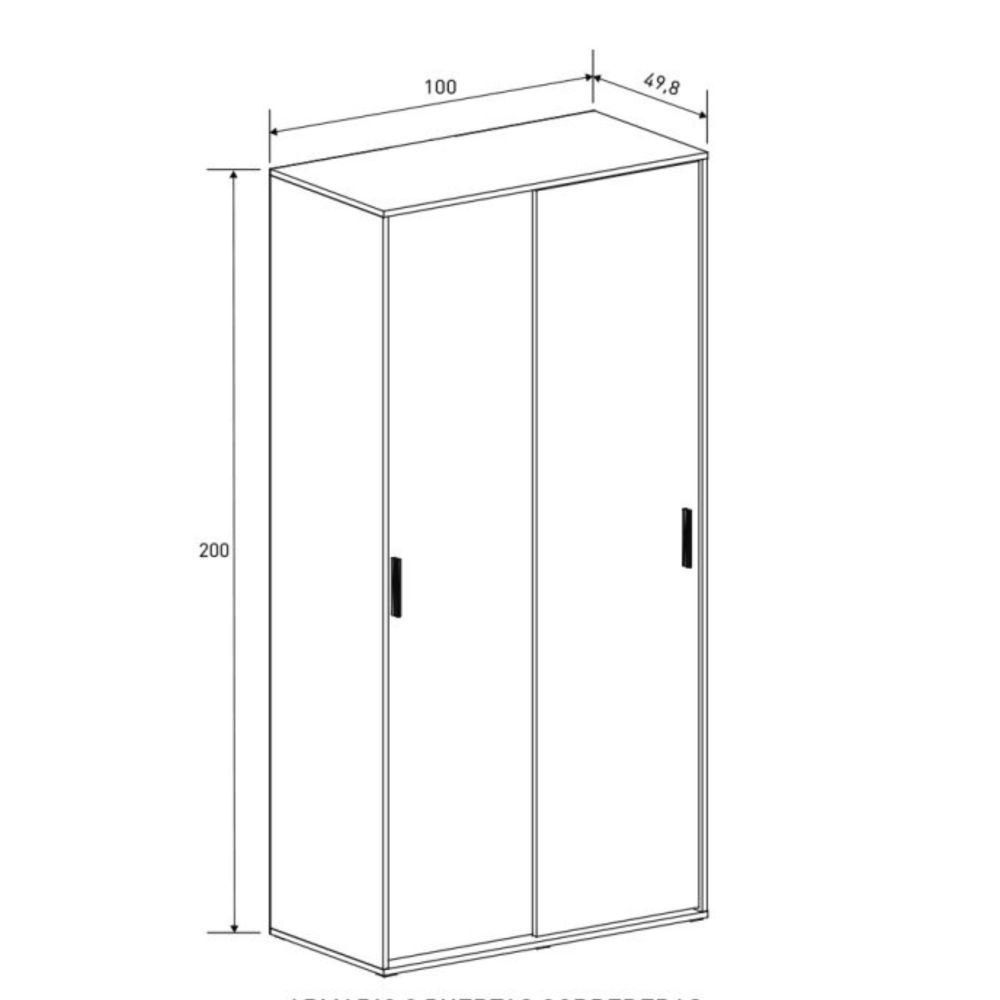 Meyvaser Armario ropero Para dormitorio con 2 puertas correderas Color Mauvella 200x100x50 Cm