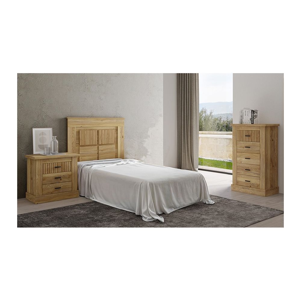 Mesita de Noche 3 Cajones Amplios, Mesilla de Dormitorio, Color Mauvella Rayas,66 cm (Lar) x 39,6 cm (Fon) x 63,8 cm (Al)