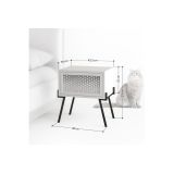 Mesita de noche con 1 cajón Color Blanco y Negro Abatible-48x34x51cm - Diseño moderno
